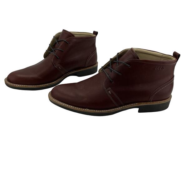 ECCO Chukka Boots Shoes Sz EU 44 US 10/10.5 Findlay Brown Leather Ankle Lace Up - Picture 1 of 15